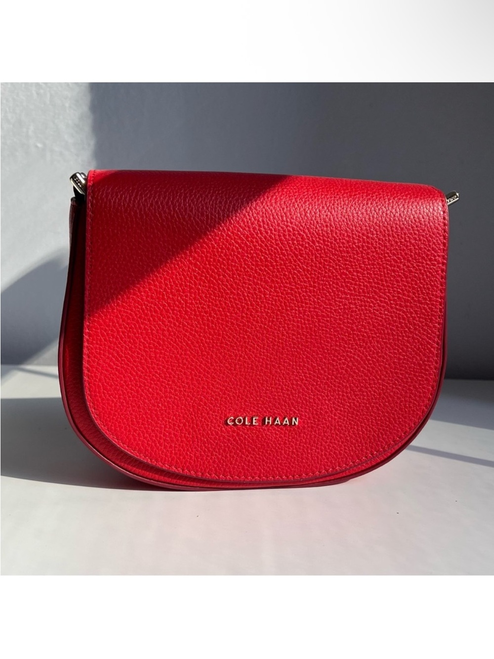 Cole Haan Red Leather Crossbody Saddle Bag